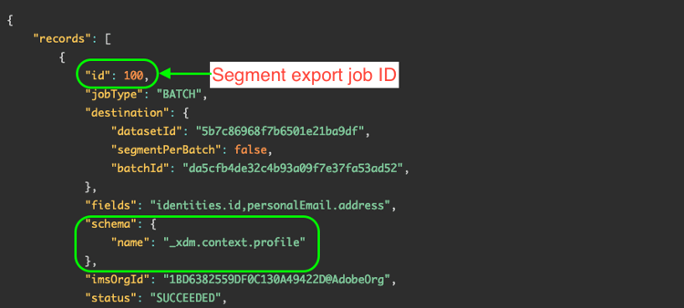 audience export job ID