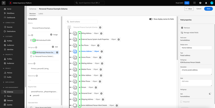 The Schema Editor with the padlock icon highlighted